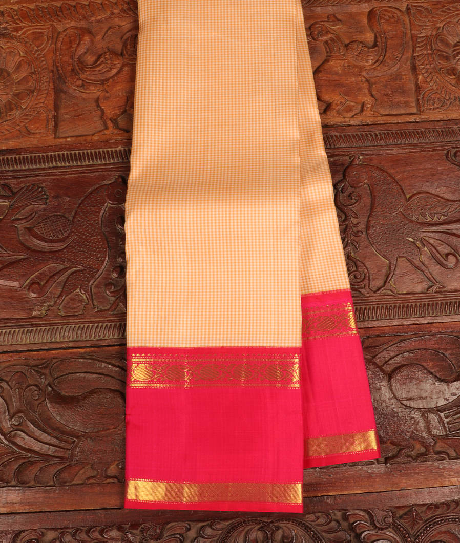 Cream and Beige Handwoven Kanjivaram Silk Saree T302538-image