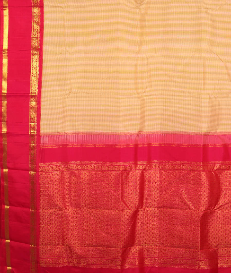 Cream and Beige Handwoven Kanjivaram Silk Saree T3025384