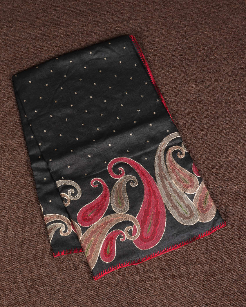Black Tussar Embroidery Saree T359324-image