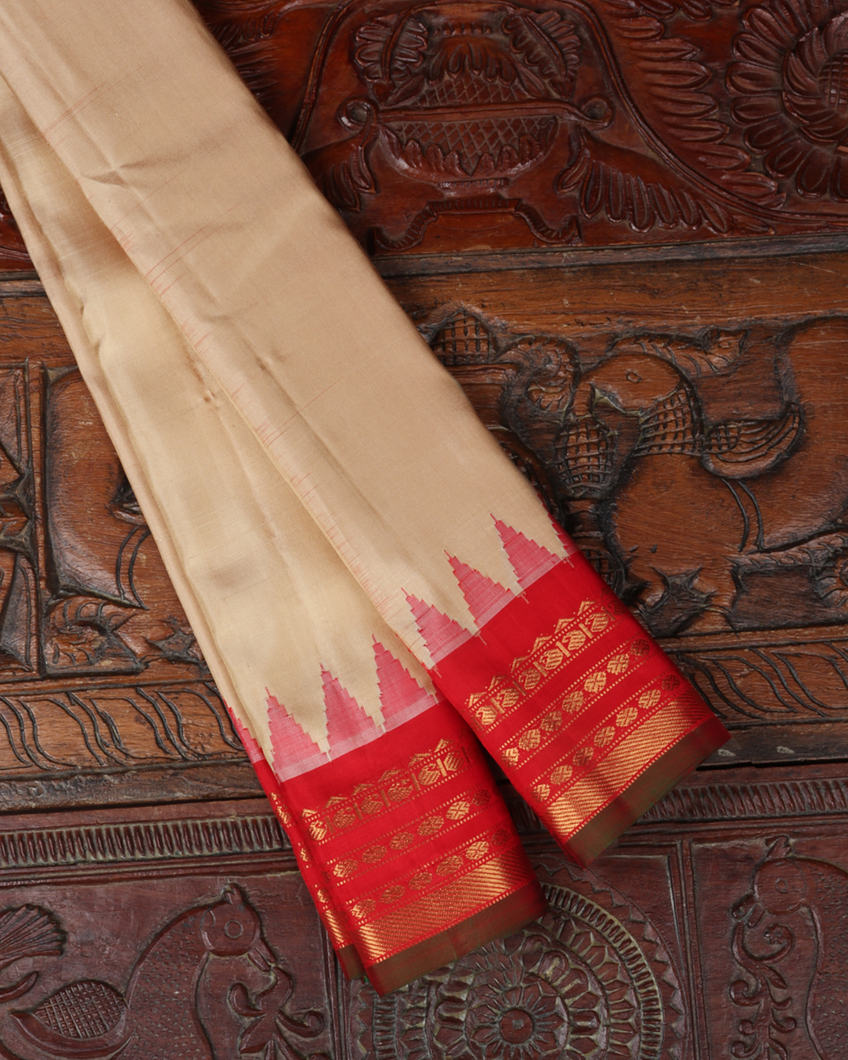 Beige Gadwal Silk Saree T357146-image