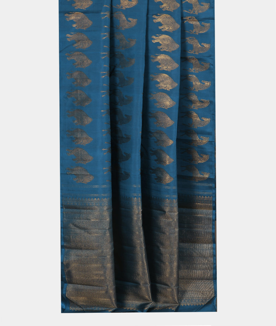 Blue Handwoven Kanjivaram Silk Saree T3296192