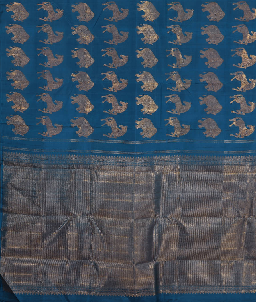 Blue Handwoven Kanjivaram Silk Saree T3296194