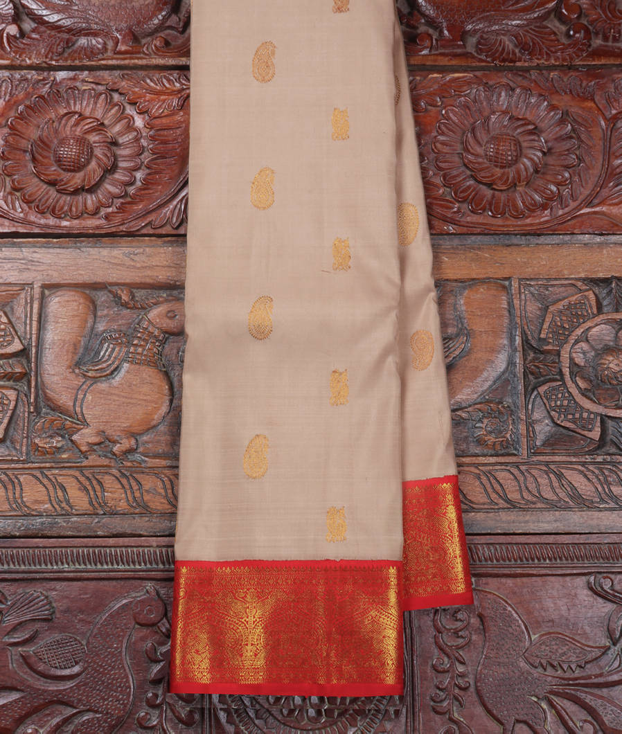 Beige Handwoven Kanjivaram Silk Saree T337197-image