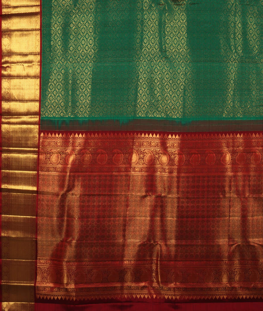 Green Handwoven Kanjivaram Silk Saree&nbsp;T3530374
