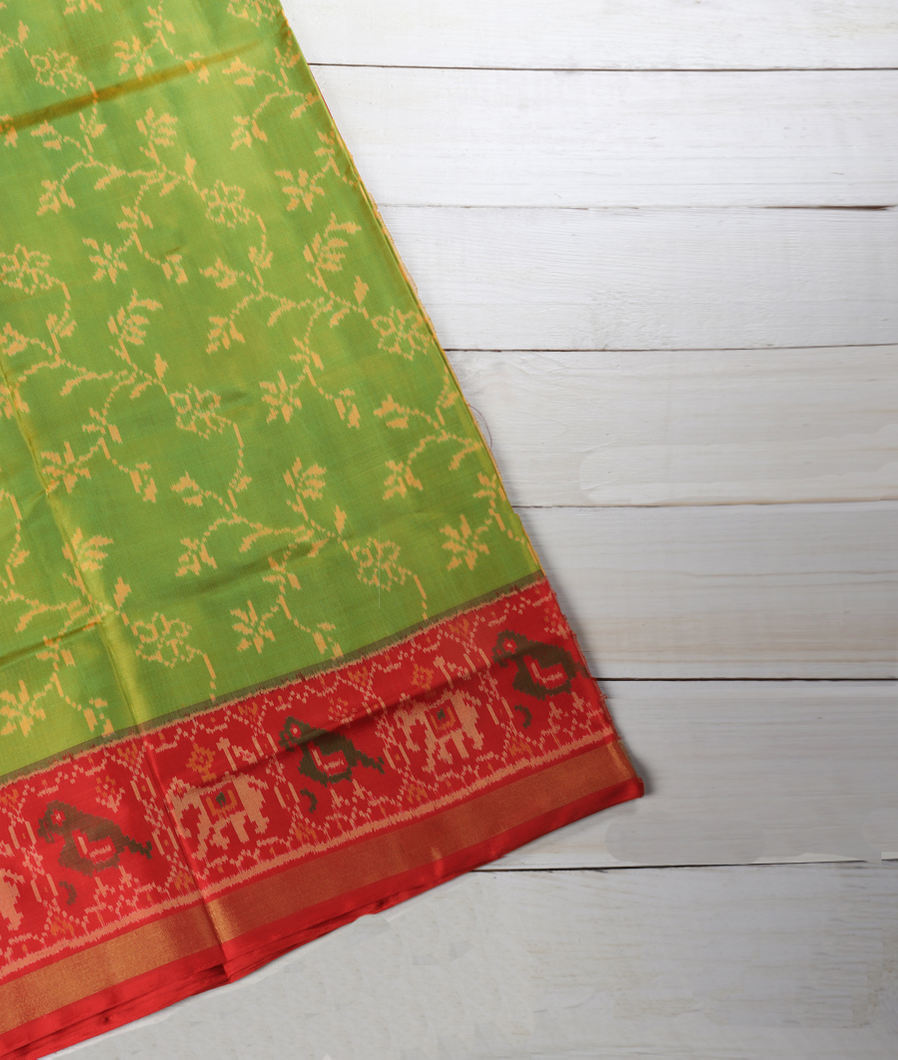 Yellowish Green Patola Silk Saree T345271-image