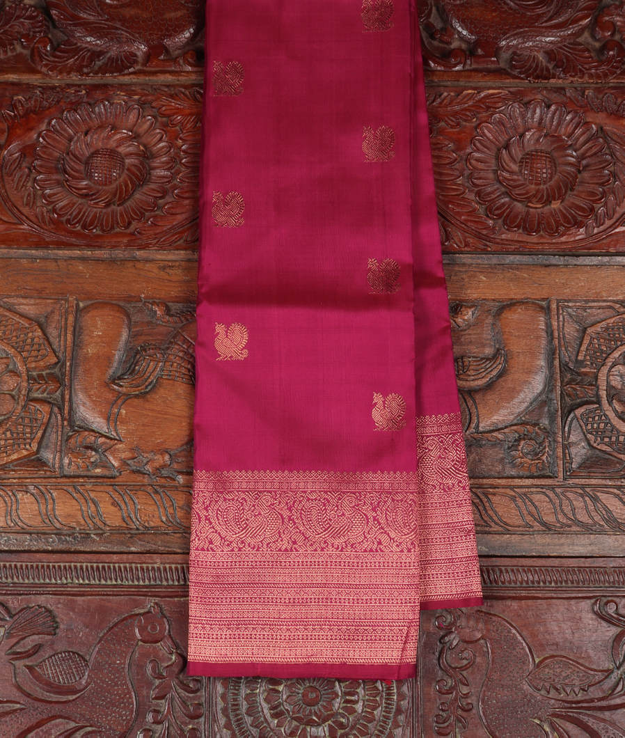 Reddish Pink Handwoven Kanjivaram Silk Saree T350511-image
