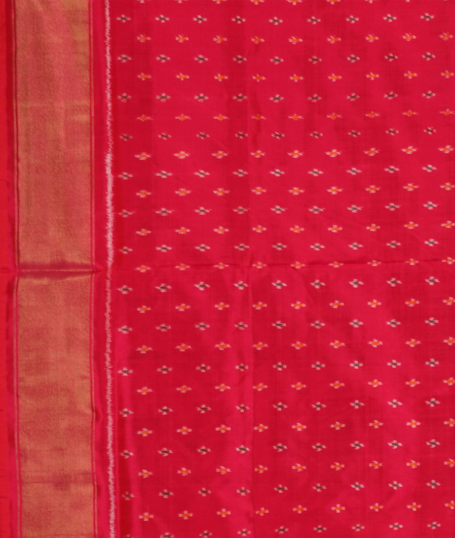Pinkish Orange Ikat Silk Saree T3593573