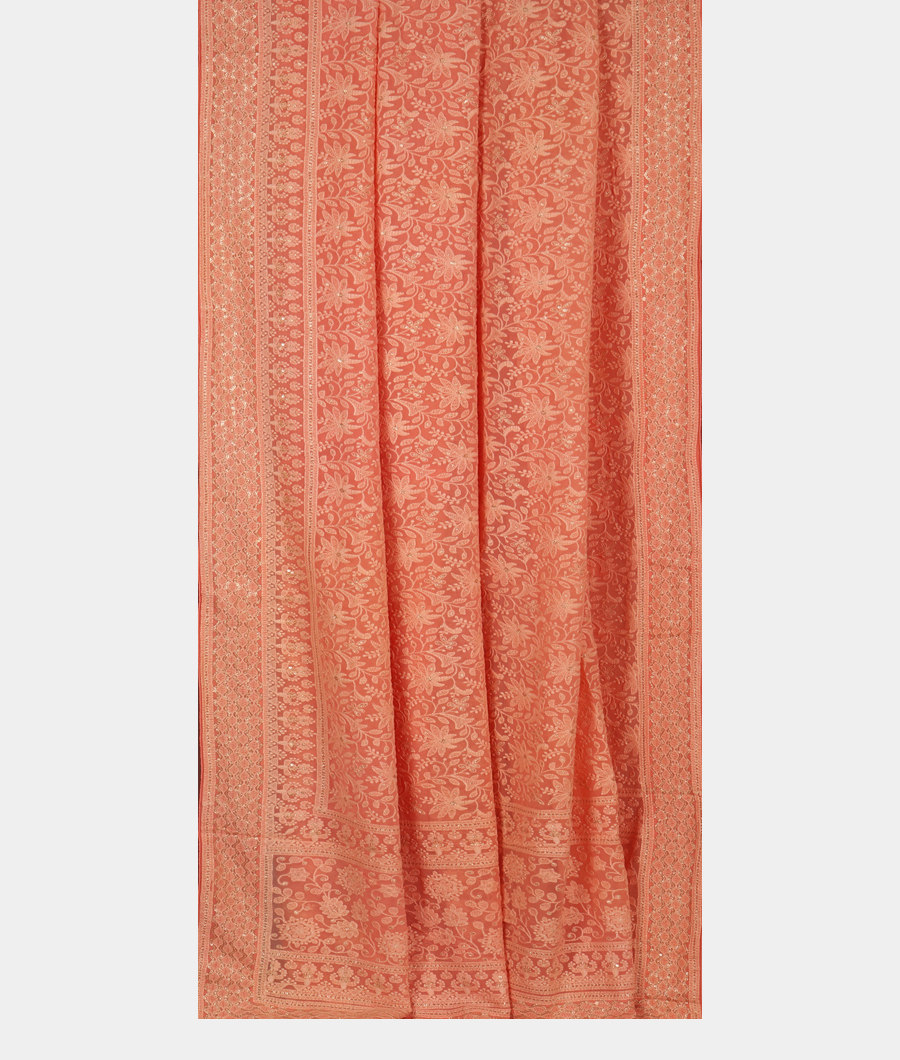 Peach Georgette Silk Saree T3633192