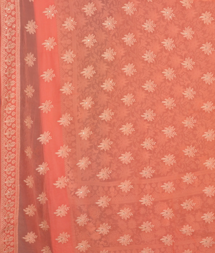 Peach Georgette Silk Saree T3633193