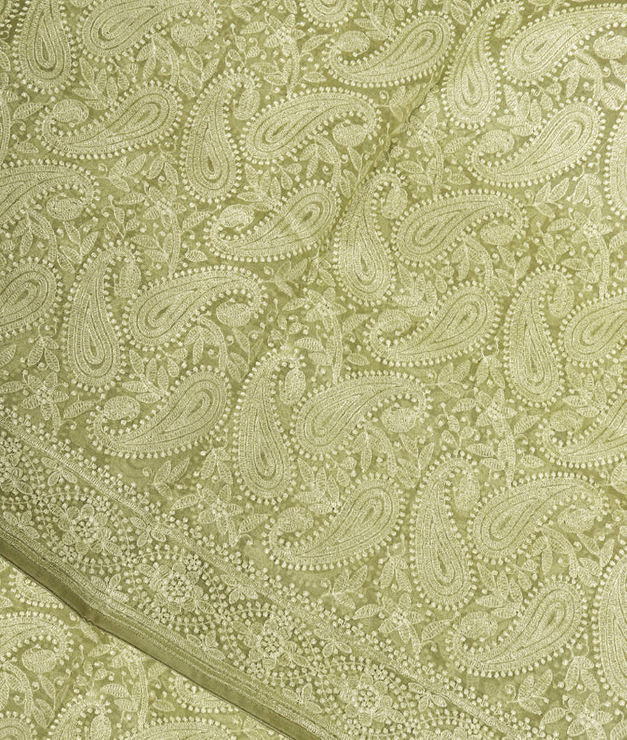 Green Kora Organza Embroidery Saree T361949-image