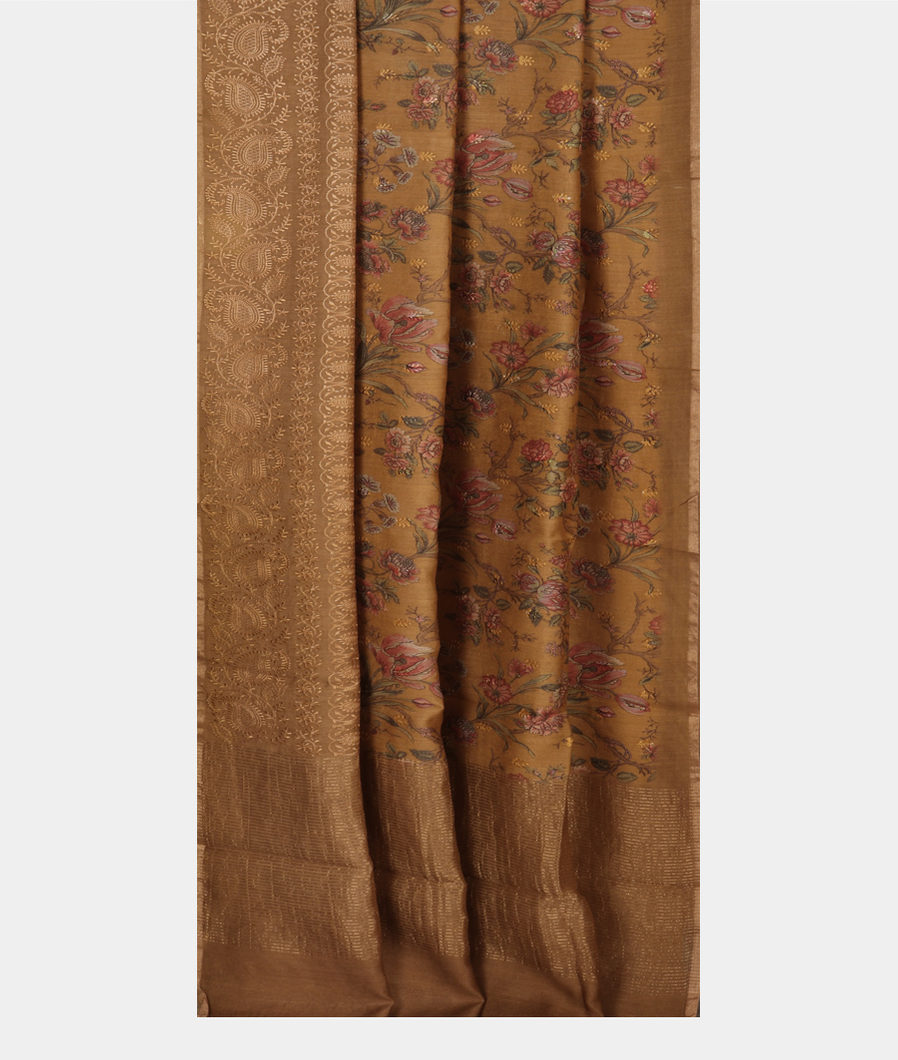 Beige Tussar Printed Saree T3540872