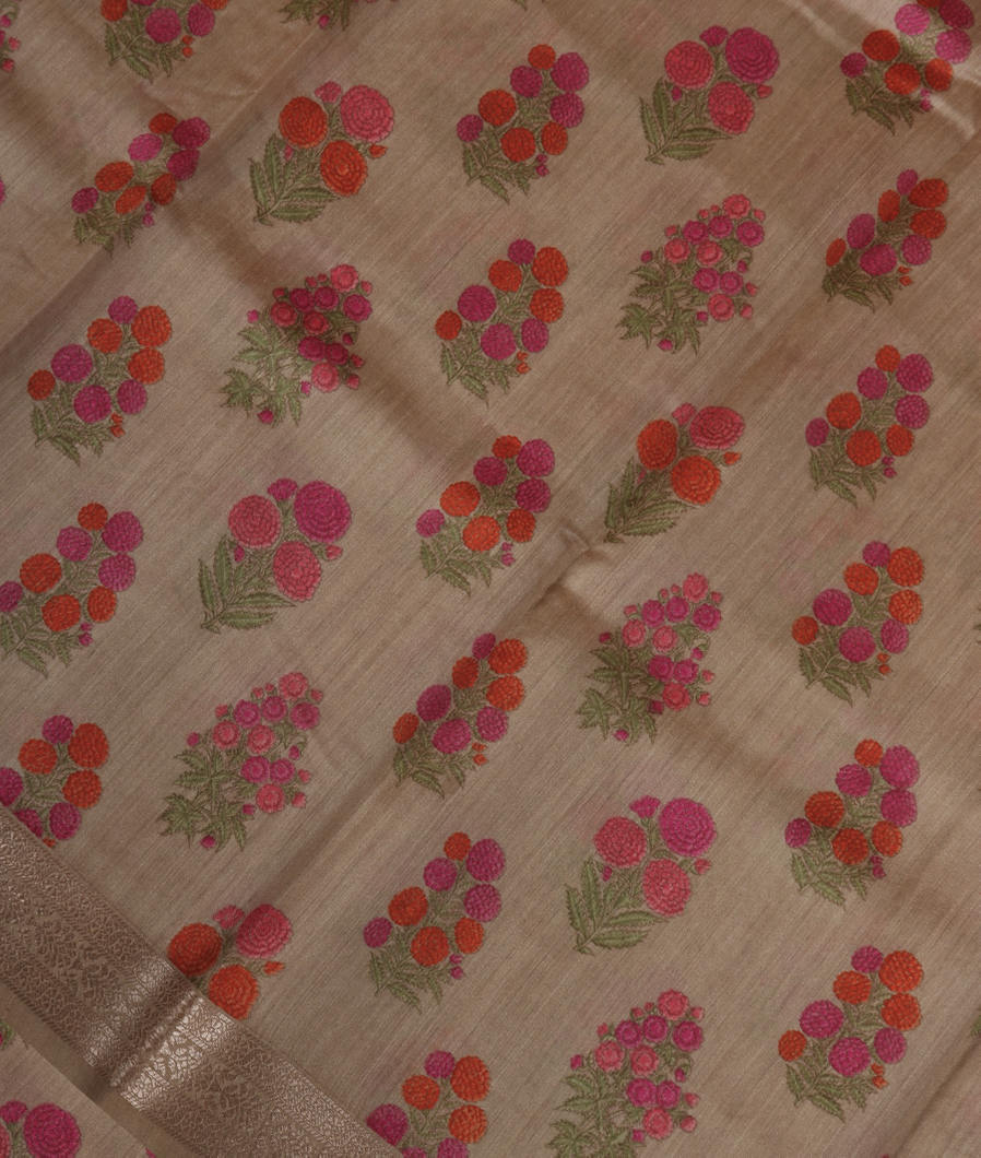 Grey Tussar Printed Saree T363032-image