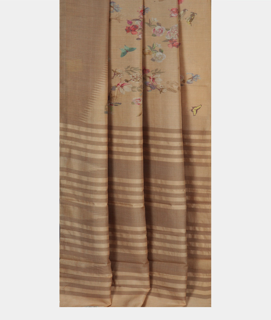 Beige Tussar Printed Saree T3562232