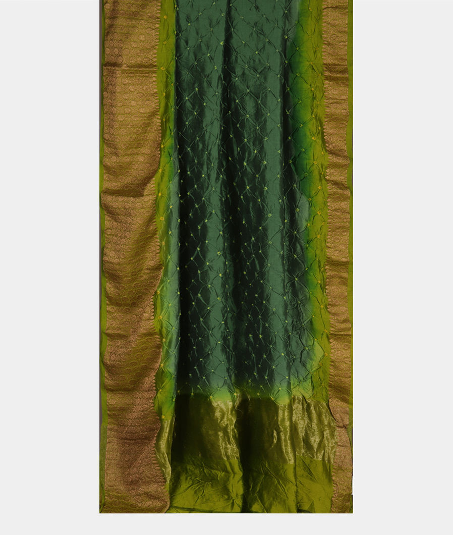 Green Bandhani Tussar Saree T3575442