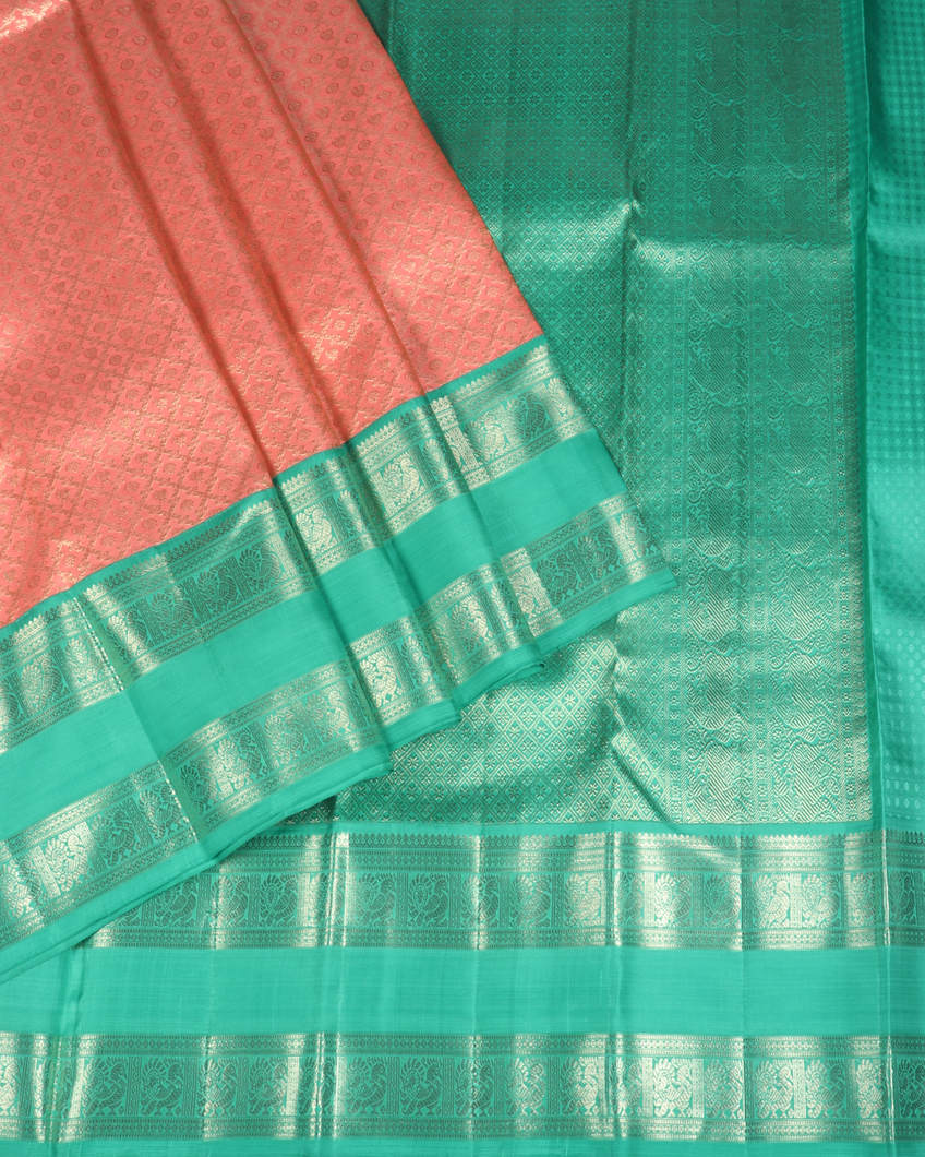 Peach Handwoven Kanjivaram Silk Saree T3461052
