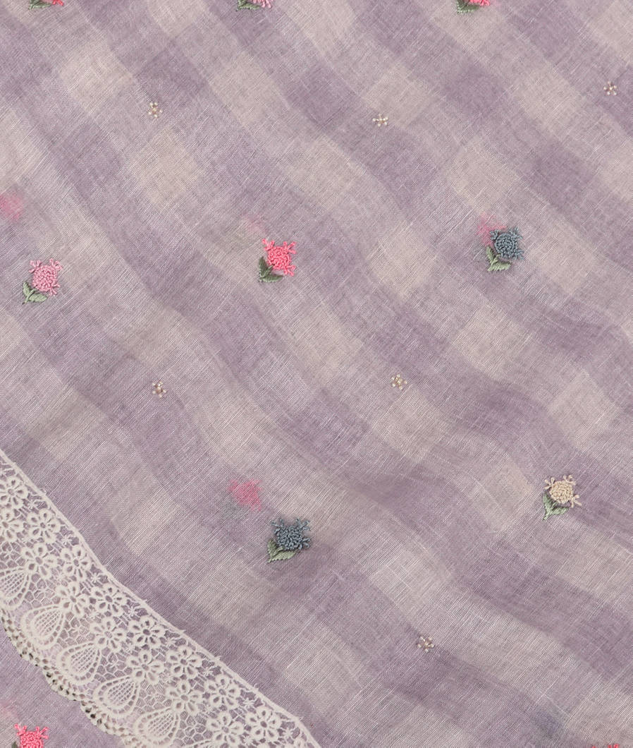 Lavender Linen Embroidery Saree T358214-image