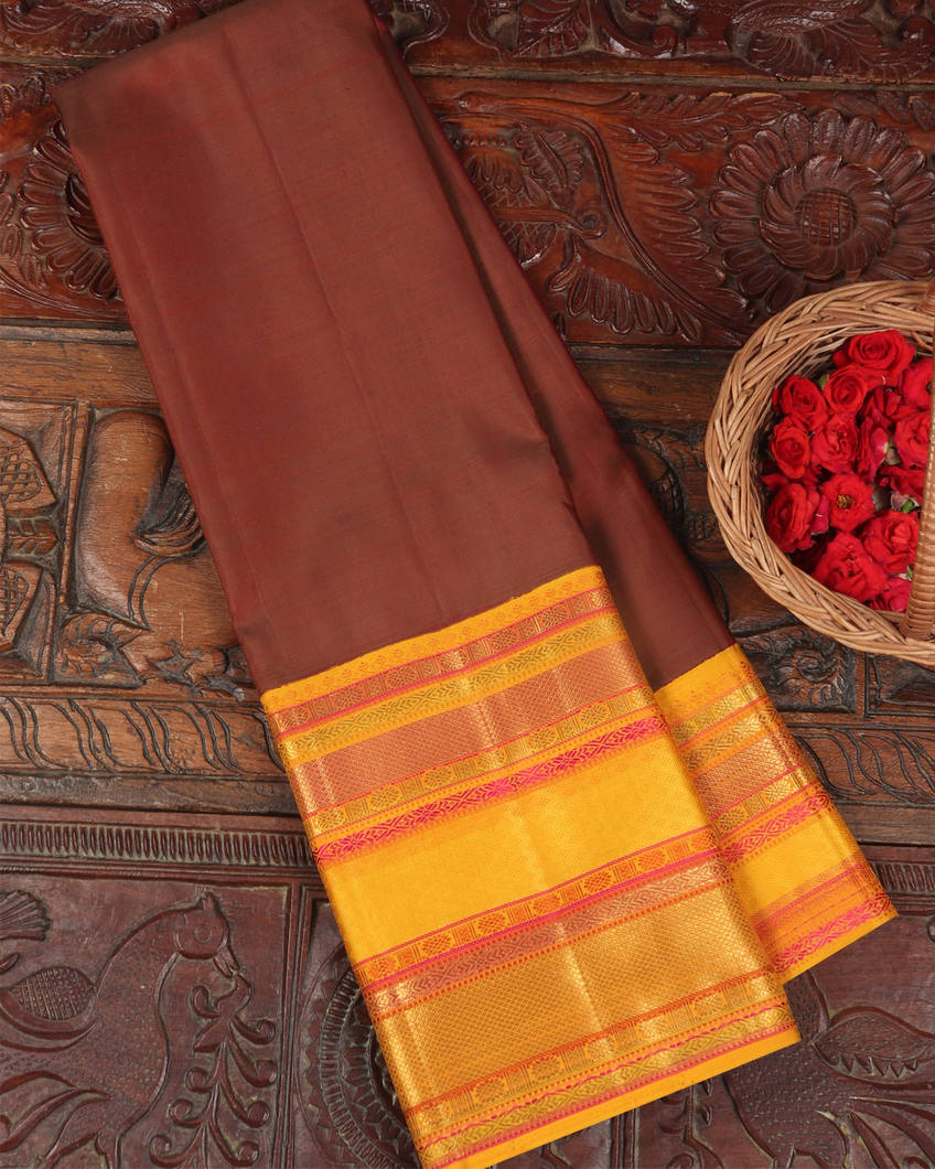 Brown Handwoven Kanjivaram Silk Saree T354772-image