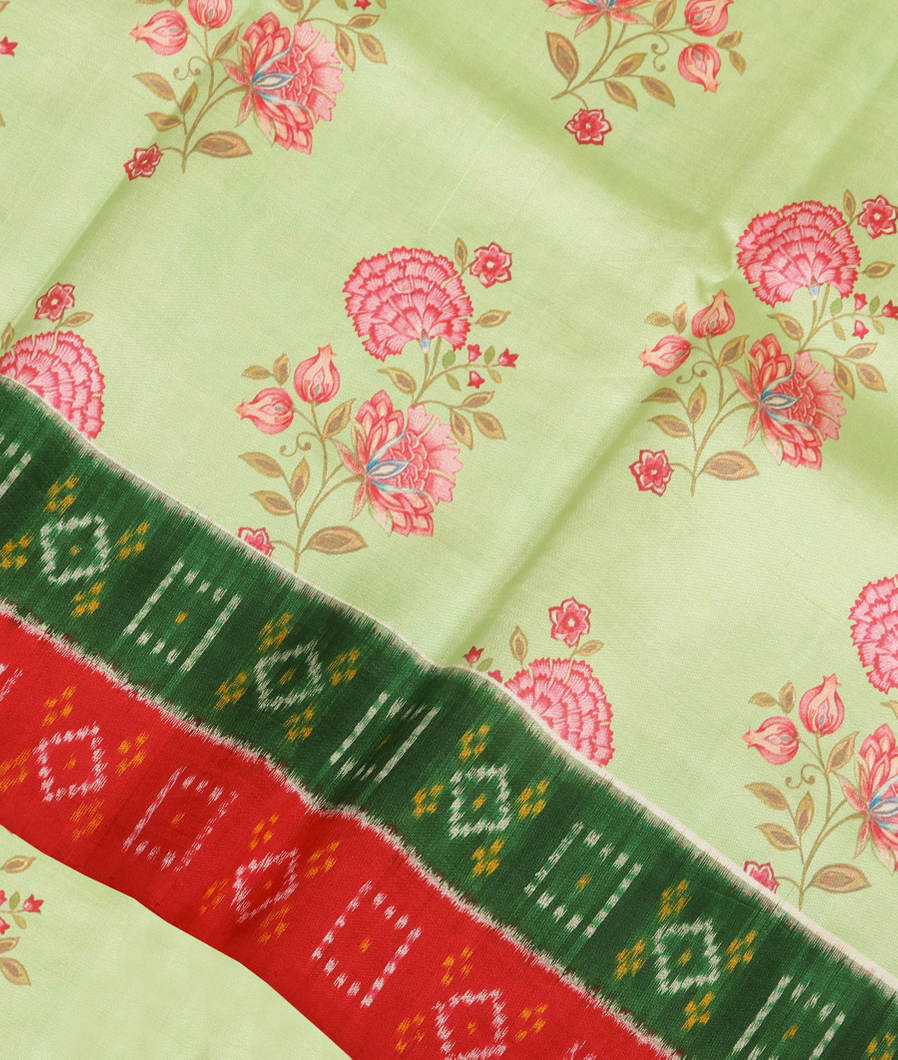 Green Ikat Silk Saree T344405-image
