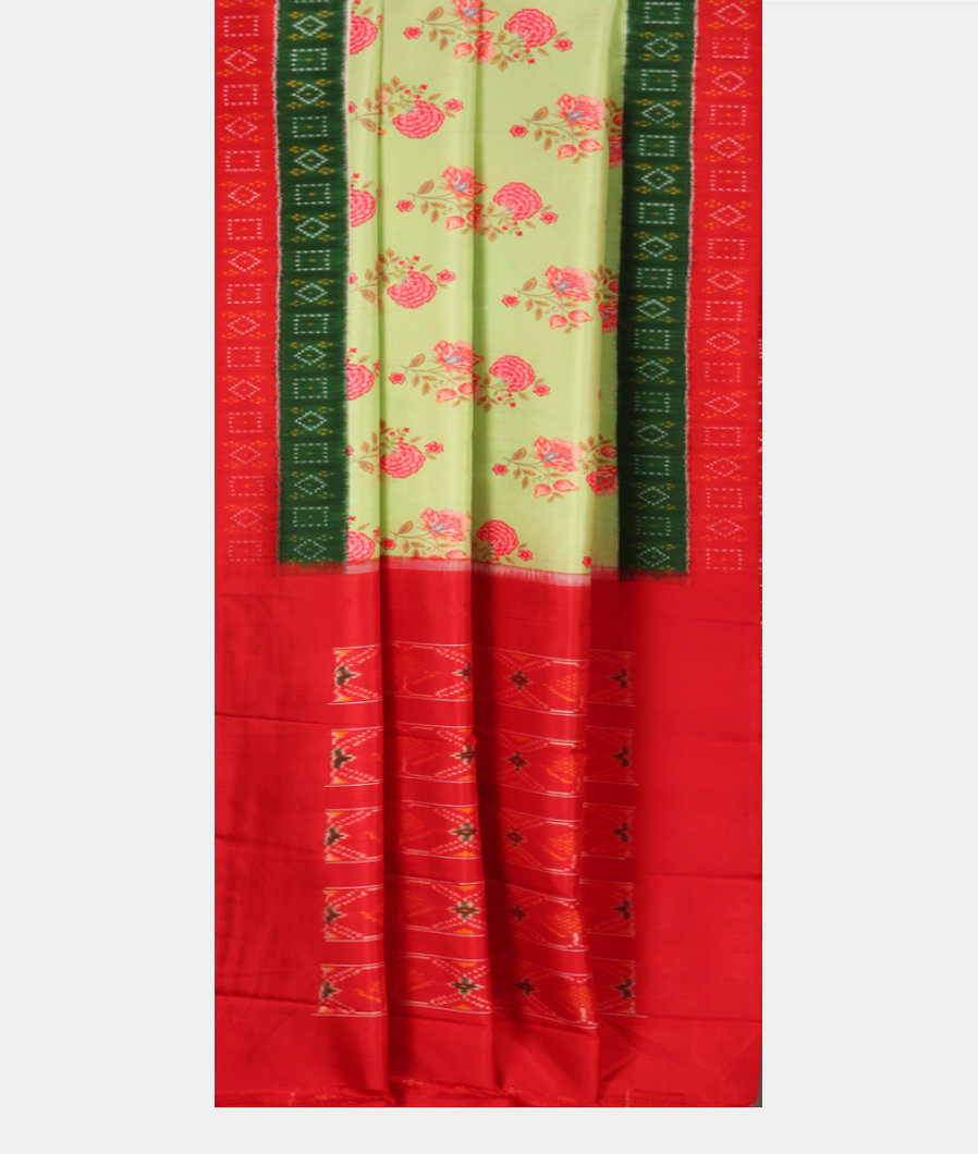 Green Ikat Silk Saree T3444052