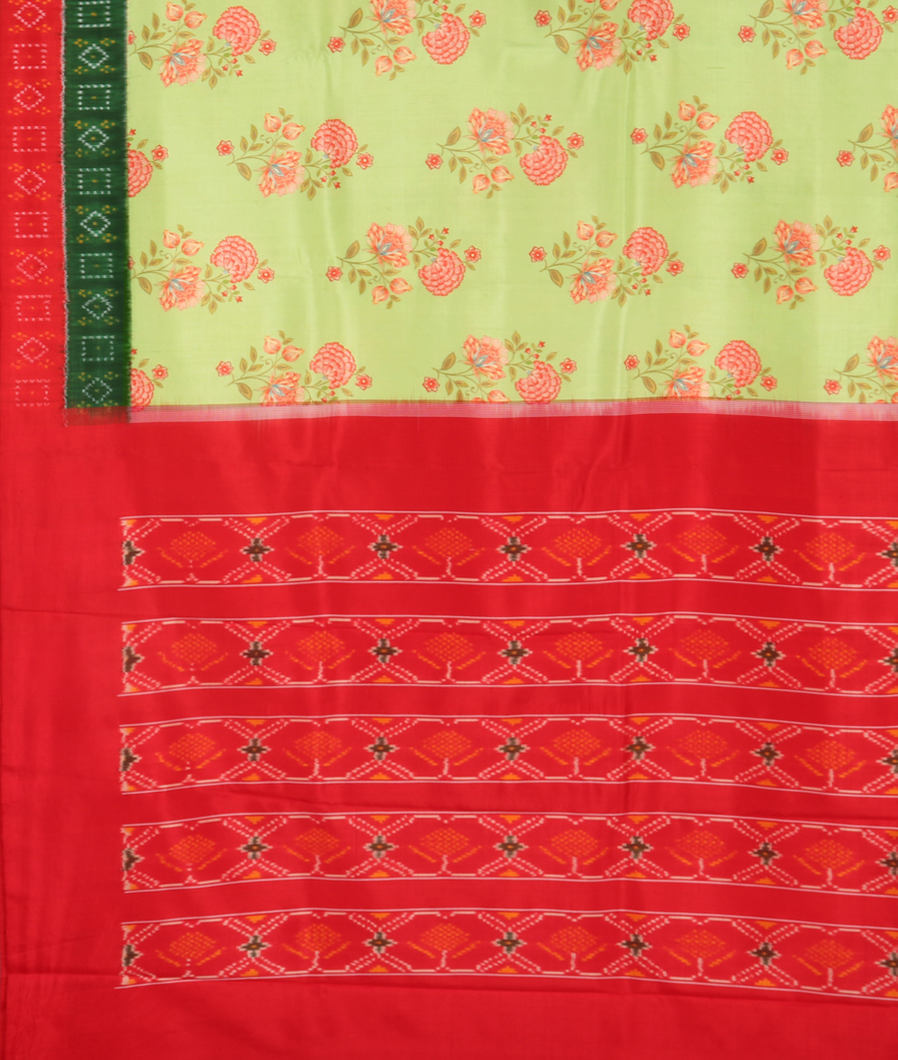 Green Ikat Silk Saree T3444054