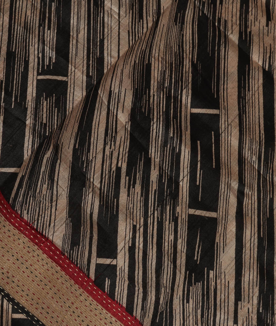 Black Tussar Printed Saree T352683-image