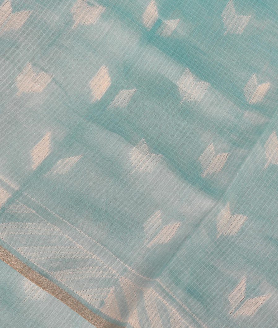 Blue Chanderi Cotton Saree T347841-image