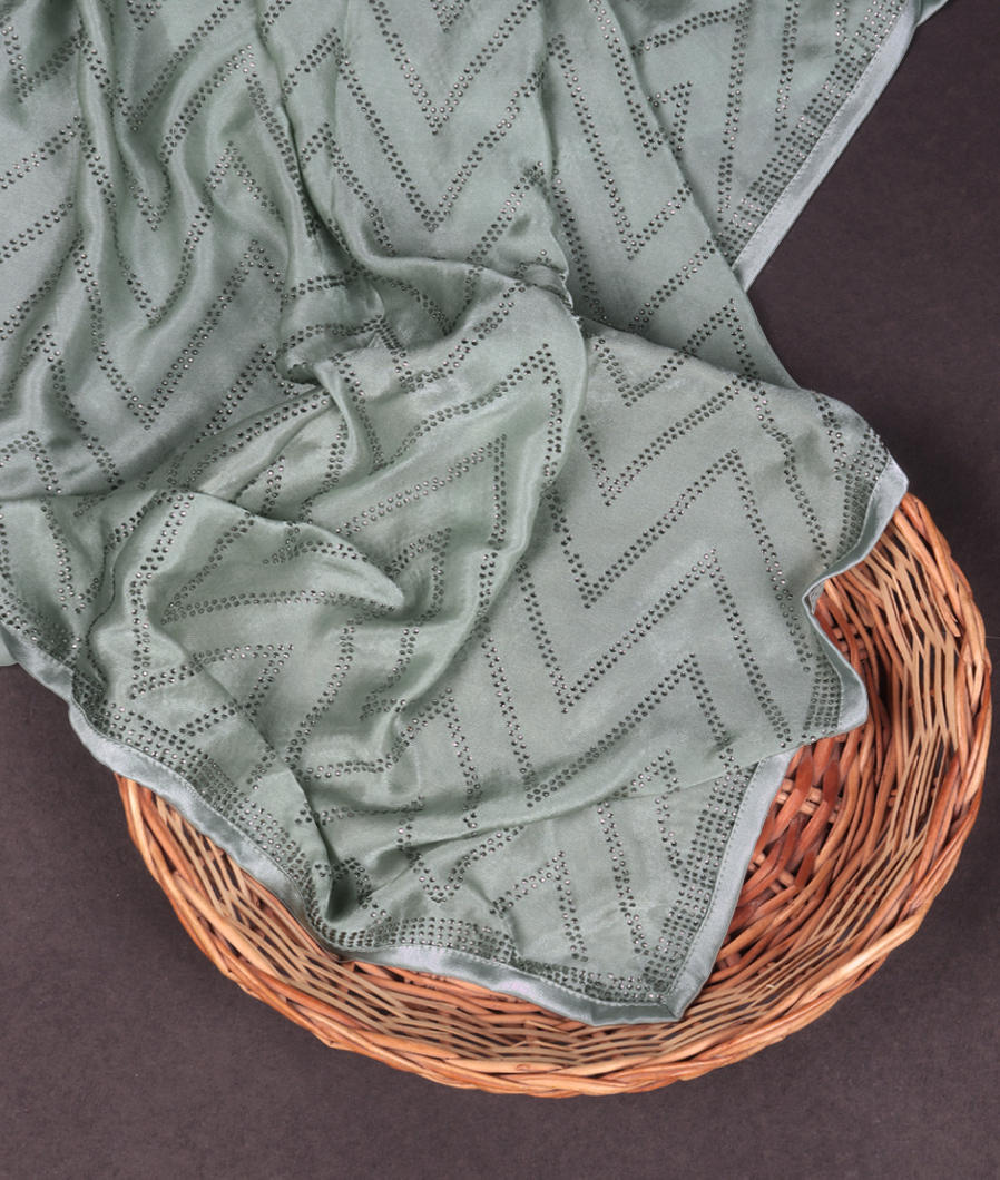 Greenish Grey Satin Crepe Silk Saree T361808-image