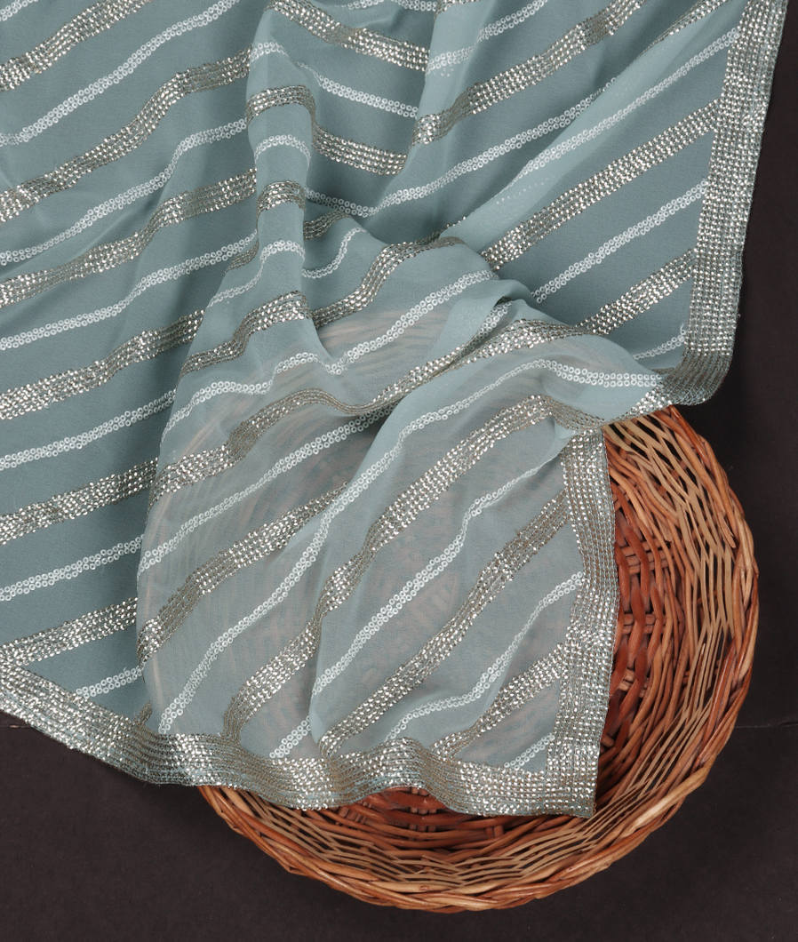 Greenish Blue Georgette Silk Embroidery Saree T349757-image
