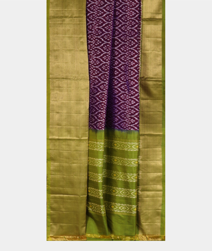 Purple Ikat Silk Saree T3582682