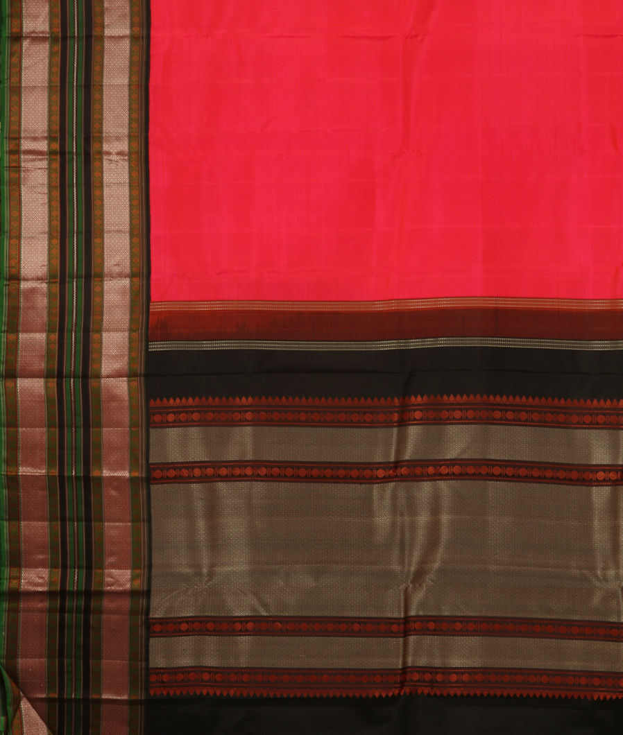 Orangish Pink Handwoven Kanjivaram Silk Saree T3536154