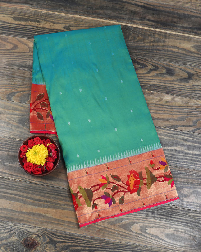 Peacock Green Paithani Silk Saree T333430-image