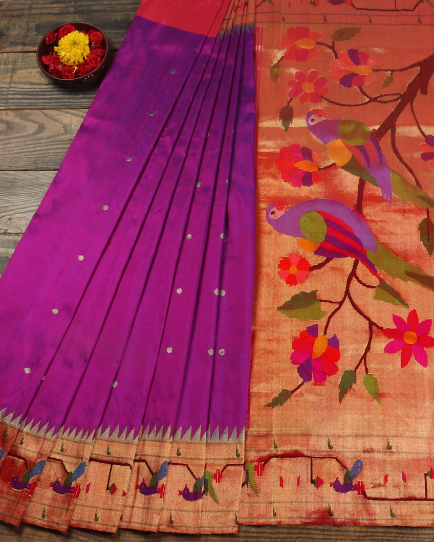 Purple Paithani Silk Saree T3334242