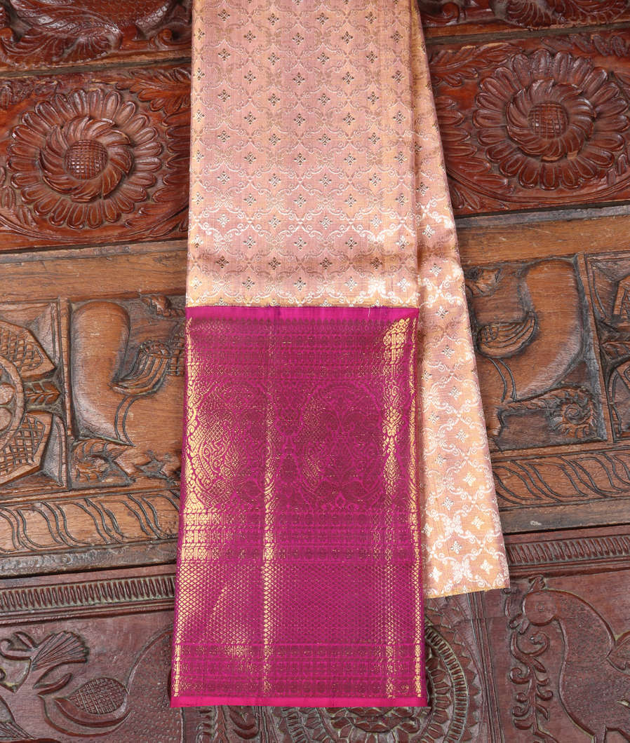 Baby Pink Handwoven Kanjivaram Tissue Silk Pavadai T360775-image