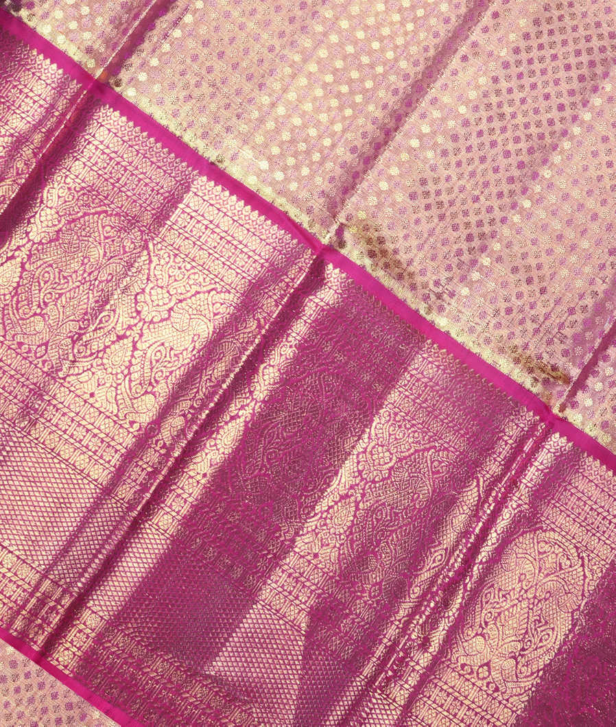 Baby Pink Handwoven Kanjivaram Tissue Silk Pavadai T3607752