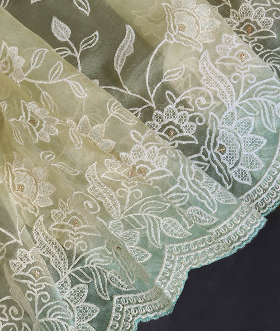 Green Kora Organza Embroidery Saree T324526-image