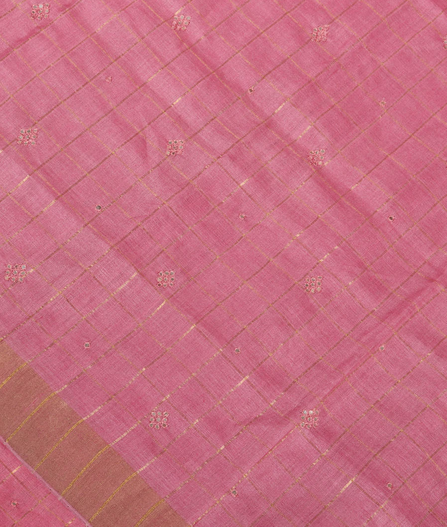 Pink Woven Tussar Saree T363360-image