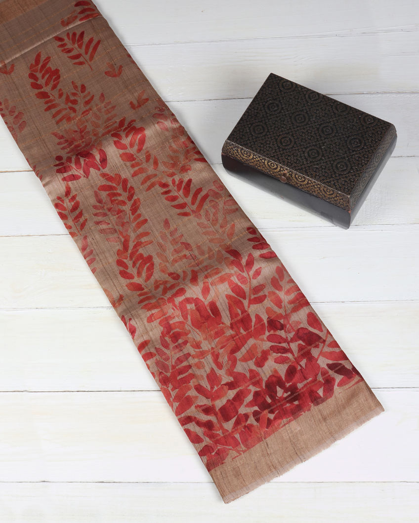 Beige Tussar Printed Saree T355917-image