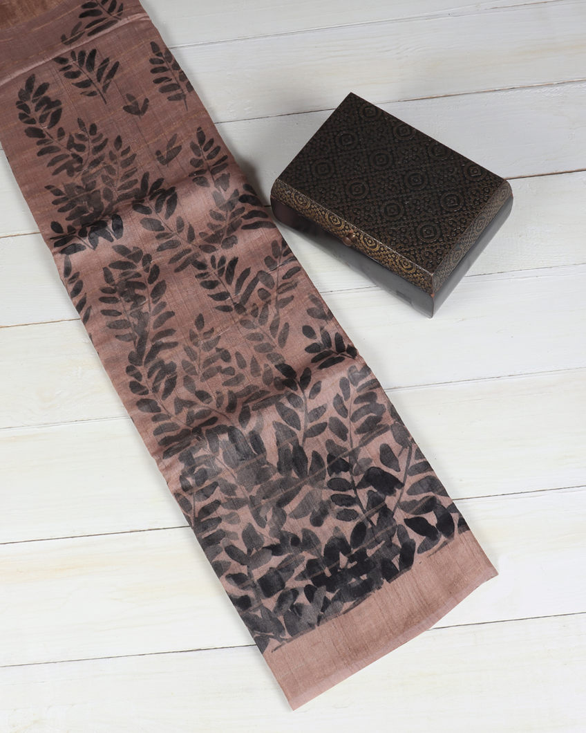 Pinkish Beige Tussar Printed Saree T355921-image