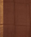 Brown Handwoven Linen Saree T3298763