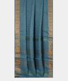 Blue Handwoven Linen Saree T3299222