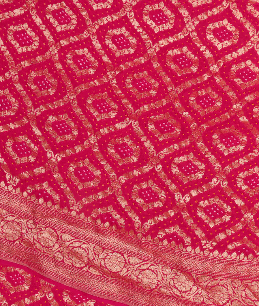Magenta Bandhani Georgette Silk Saree T363292-image