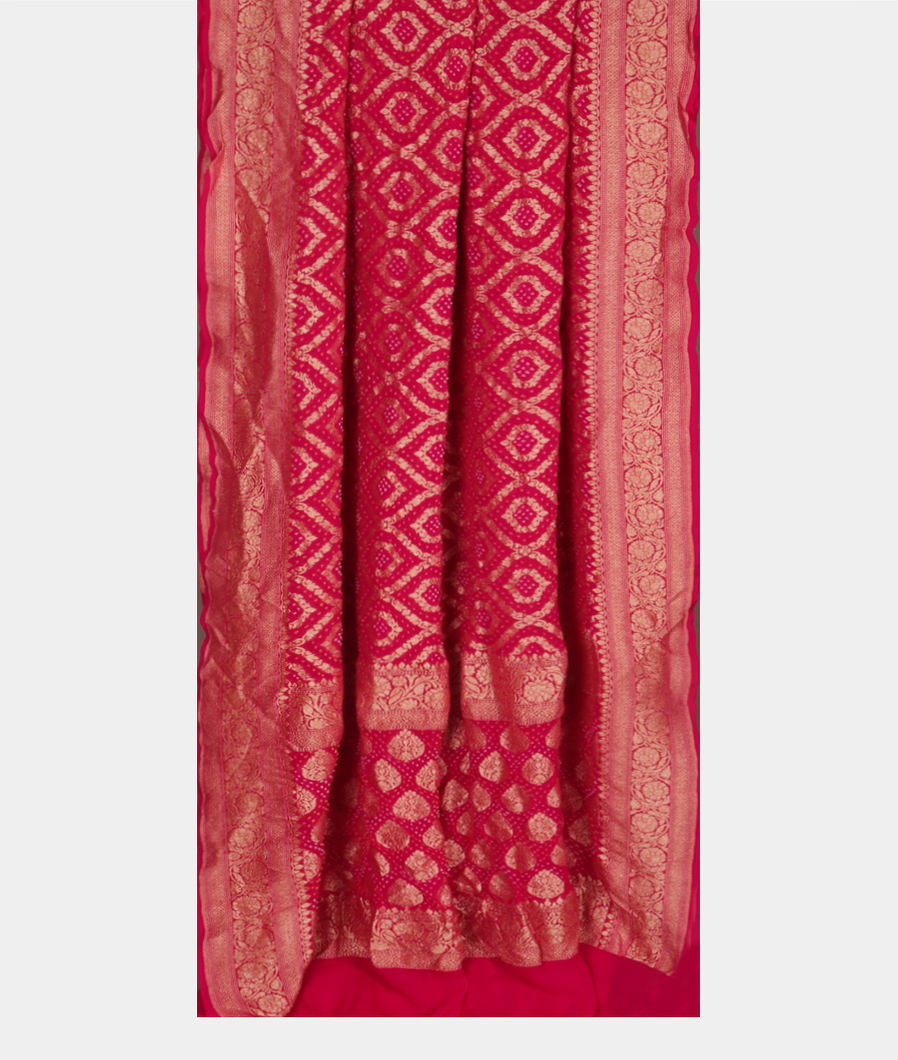 Magenta Bandhani Georgette Silk Saree T3632922
