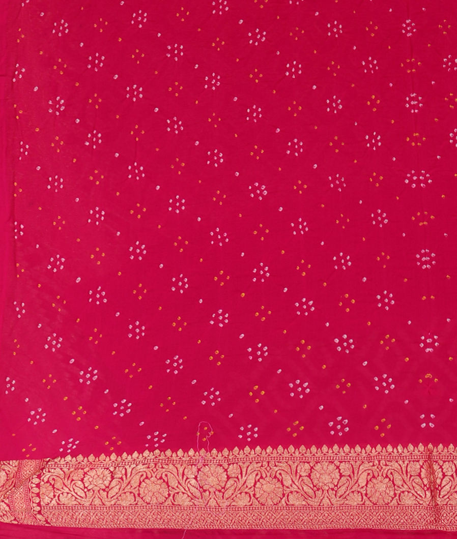 Magenta Bandhani Georgette Silk Saree T3632923
