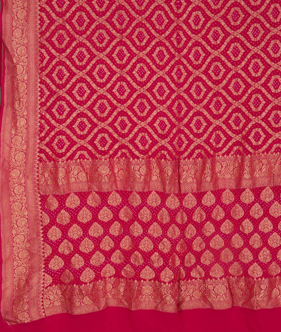 Magenta Bandhani Georgette Silk Saree T3632924