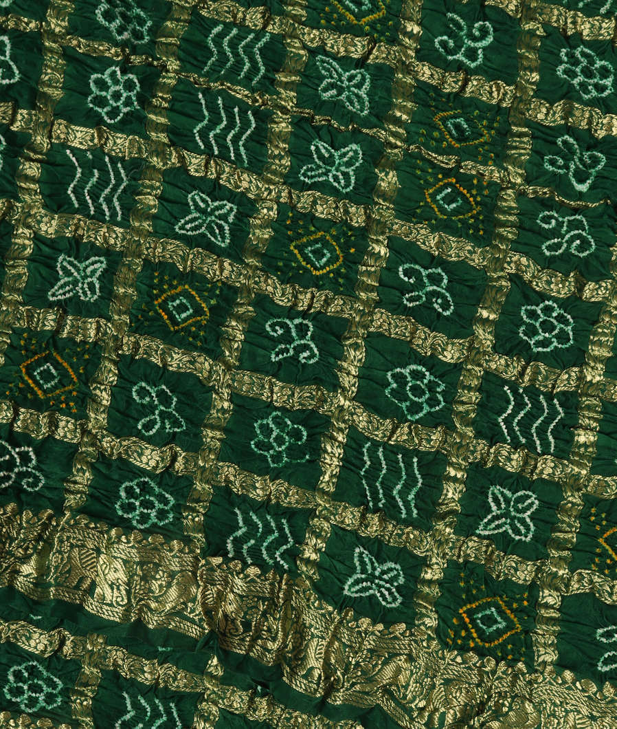 Green Bandhani Gajji Silk Saree T349993-image
