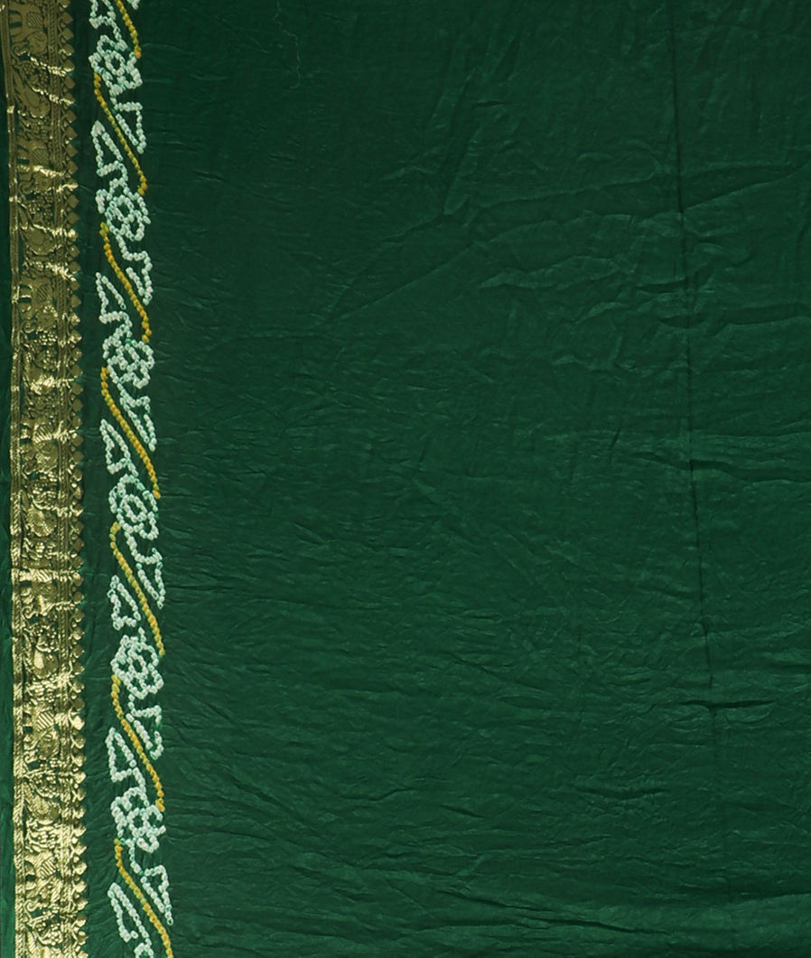 Green Bandhani Gajji Silk Saree T3499933