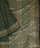 Greenish Blue Ajrakh Printed Modal Silk Saree T3633652