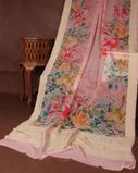 Pink Printed Banaras Georgette Silk Saree T3633251