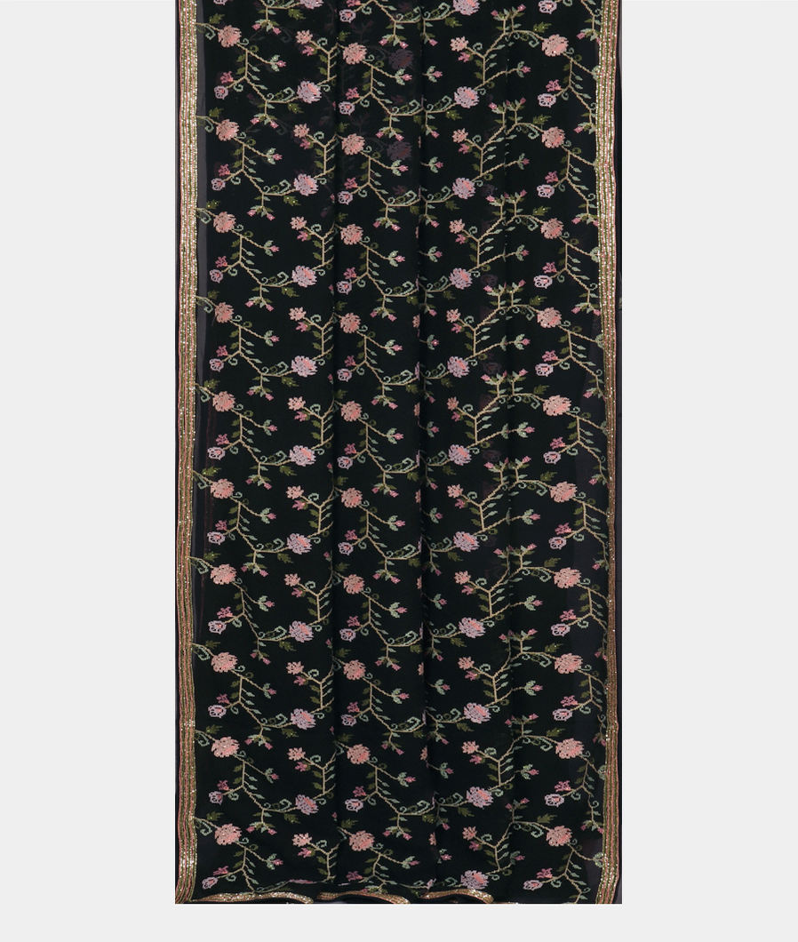 Blue Georgette Silk Embroidery Saree T3546202