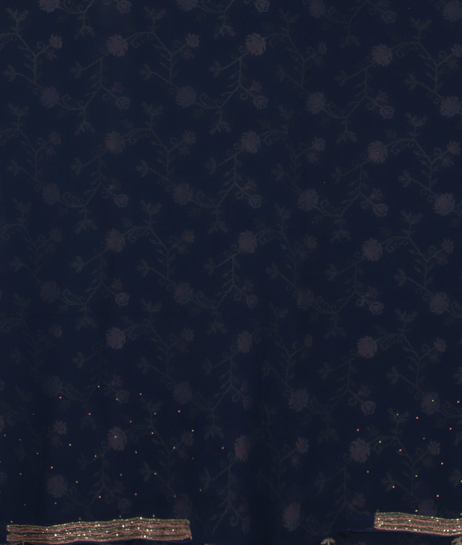 Blue Georgette Silk Embroidery Saree T3546203